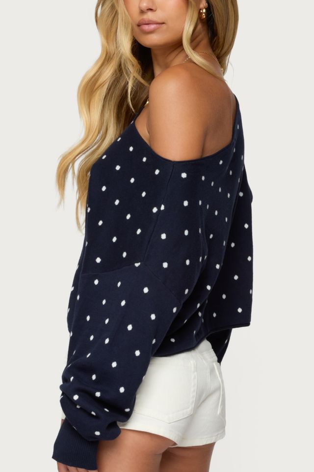 Edikted Oversized Off Shoulder Polka Dot Sweater #4
