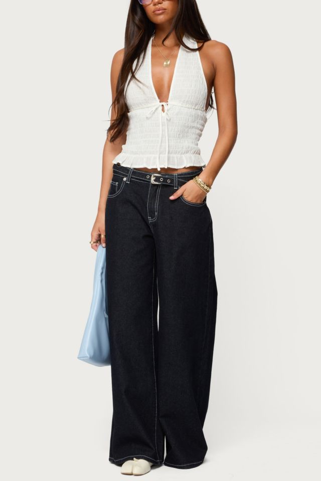 Edikted Karah Belt Low Rise Jeans #1
