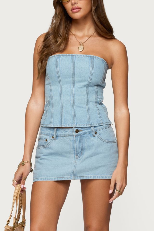Edikted Camelia Strapless Denim Corset #3