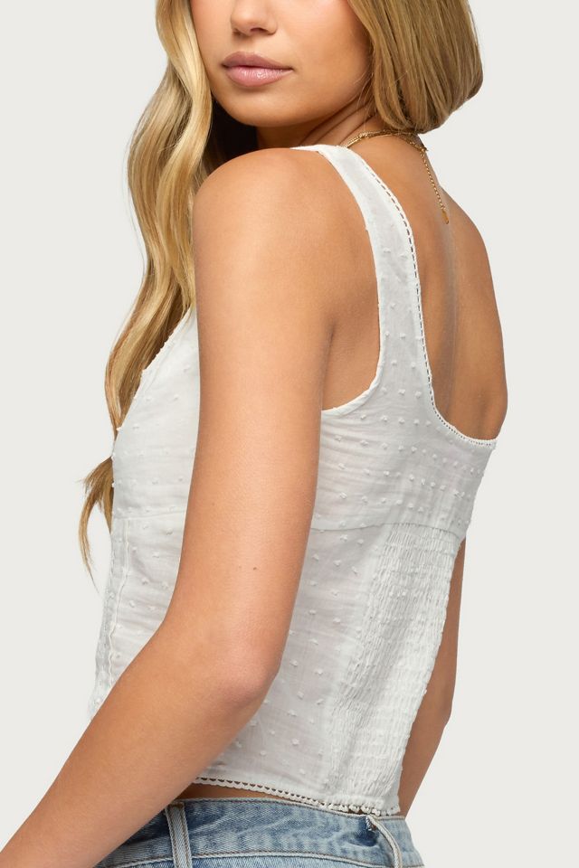 Edikted Embroidered Cotton Button Up Top #4