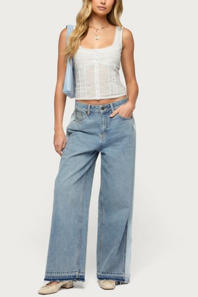 Edikted Embroidered Cotton Button Up Top