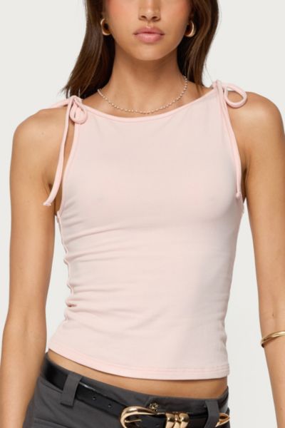 Edikted Chrissy Tie Strap Tank In Pink
