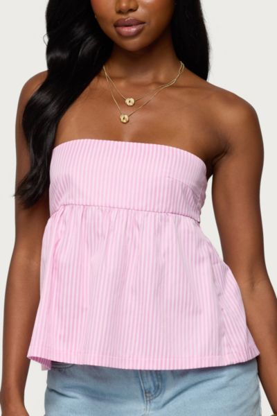 Edikted Maddie Strapless Striped Babydoll Top