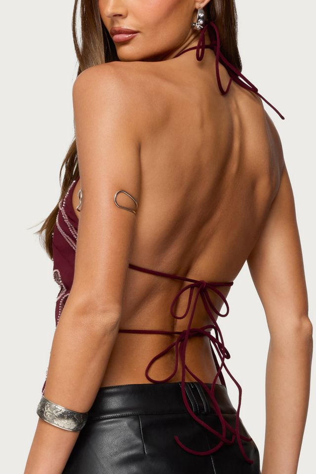 Edikted Embroidered Bead & Sequin Halter Top #4