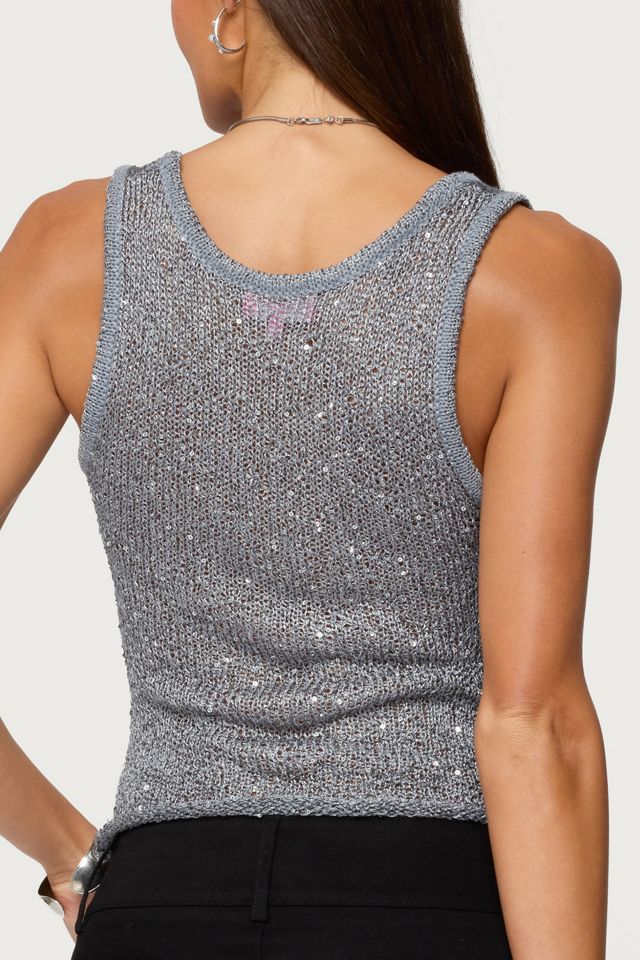 Edikted Eleora Sequin Knit Tank Top #4