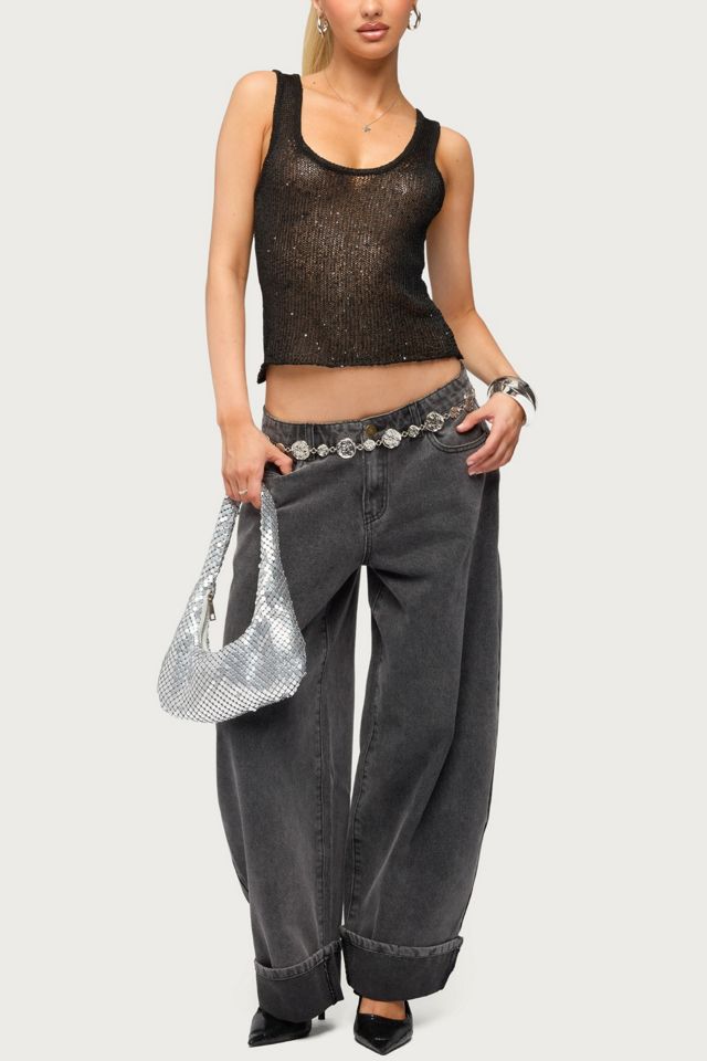 Edikted Eleora Sequin Knit Tank Top #1