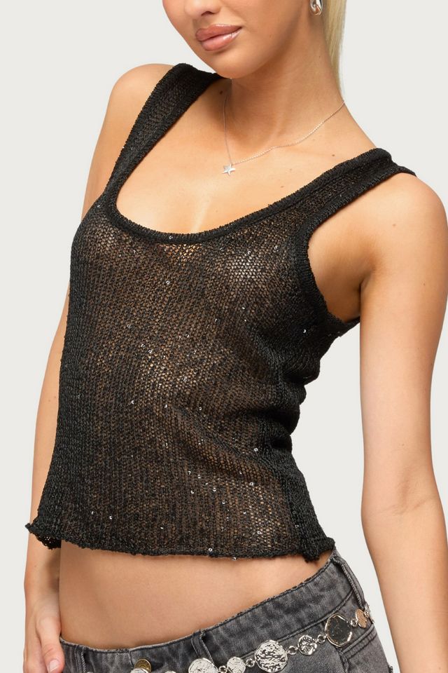 Edikted Eleora Sequin Knit Tank Top #2