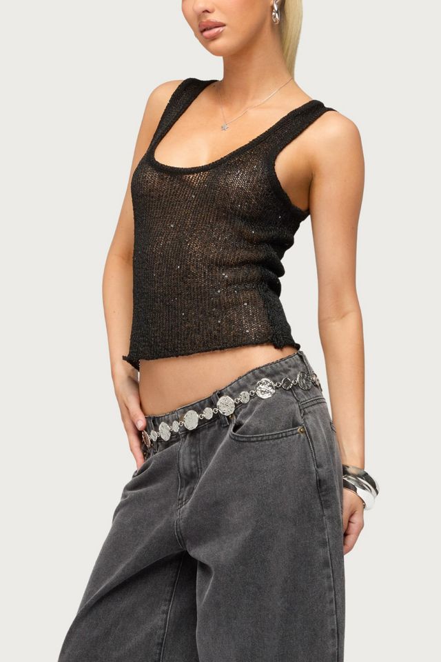 Edikted Eleora Sequin Knit Tank Top #3