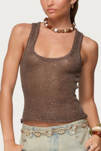 Edikted Eleora Sequin Knit Tank Top