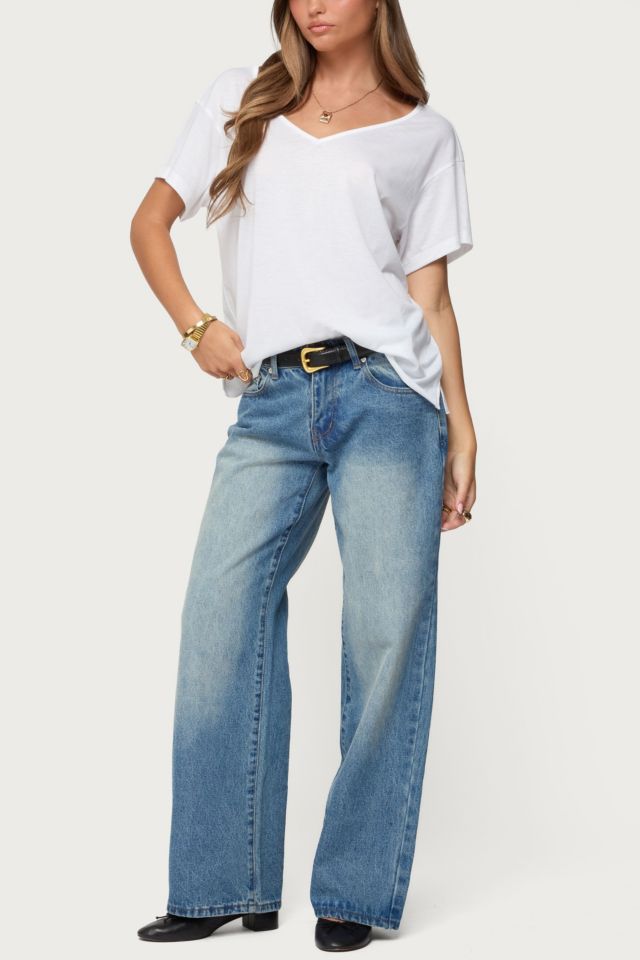 Edikted Sonora Oversized V Neck T Shirt #1