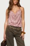 Edikted Printed Halter Chain Cowl Neck Top