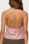 Edikted Printed Halter Chain Cowl Neck Top