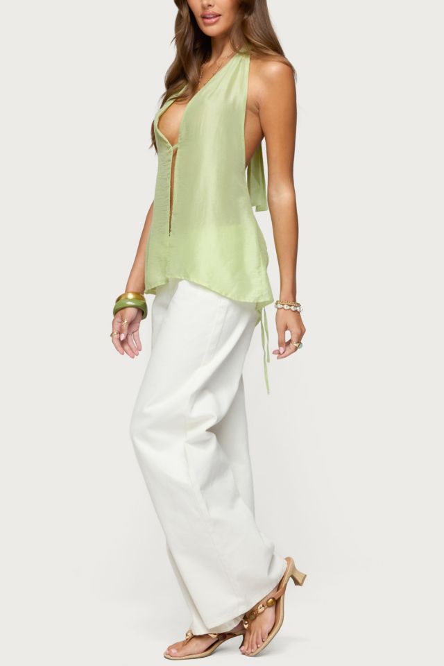 Edikted Silky Look Split Front Halter Top #1
