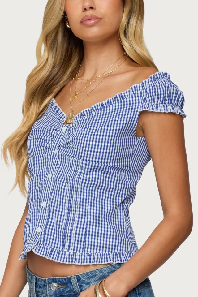 Edikted Dorothie Gingham Button Up Top #2