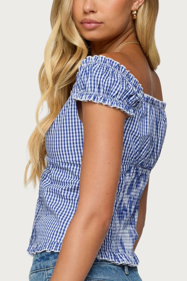 Edikted Dorothie Gingham Button Up Top #4