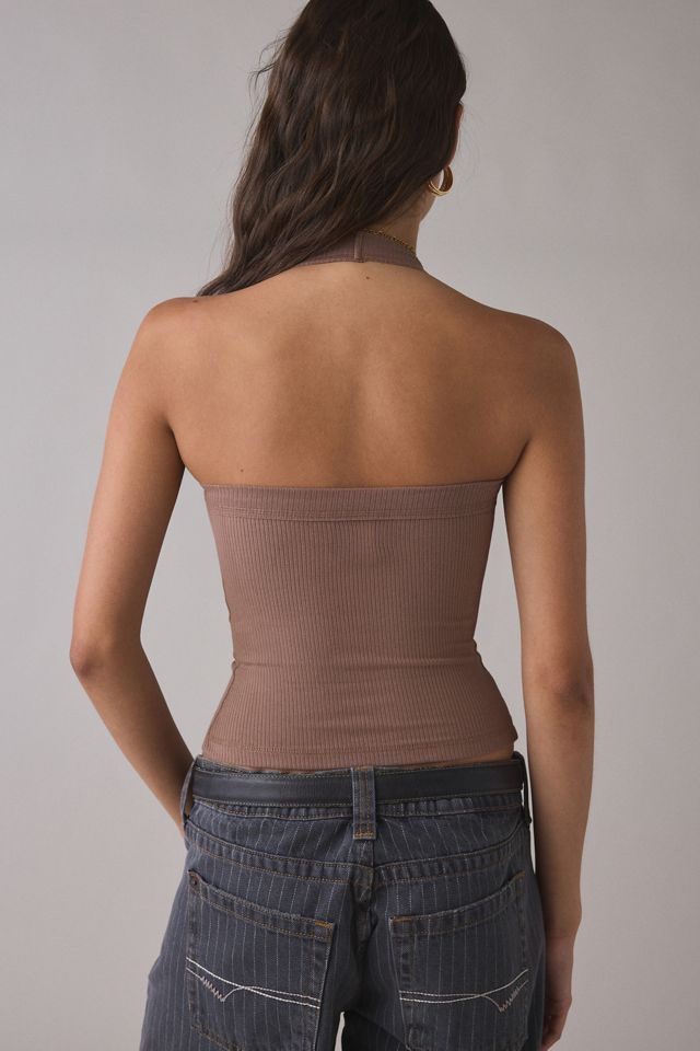 BDG Nova Ribbed Knit Cropped Halter Top #3
