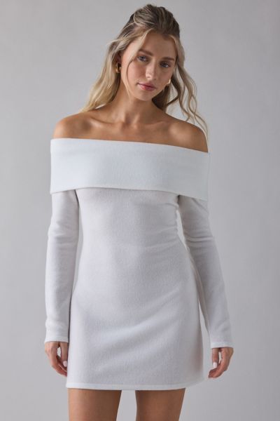 ReMADE By UO Remnants Knit Long Sleeve Off-The-Shoulder Mini Dress