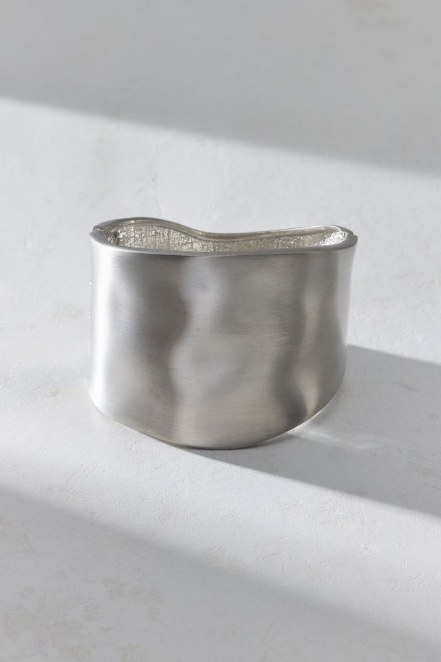 Modern Wide Brushed Silver Cuff Bracelet #1