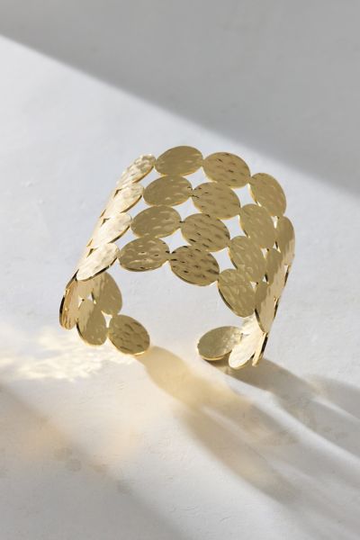 Hammered Coin Wide Cuff Bracelet