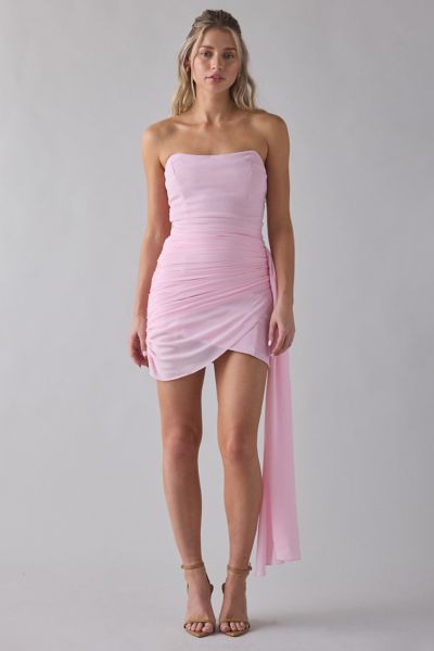 Lulus Mikaela Asymmetric Draped Chiffon Strapless Mini Dress