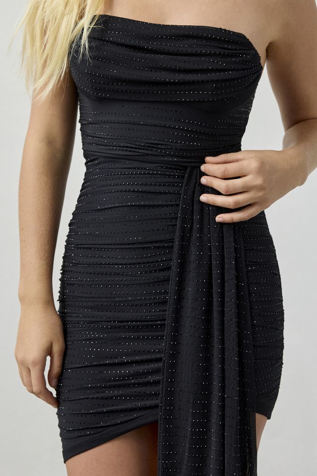 Lulus Manhattan Asymmetric Ruched Rhinestone Strapless Mini Dress #3