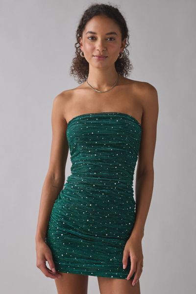 Lulus Moonlight Metallic Mesh Strapless Bodycon Mini Dress