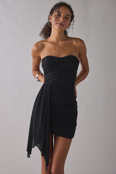 Lulus Prism Draped Mesh Cascading Ruffle Strapless Mini Dress