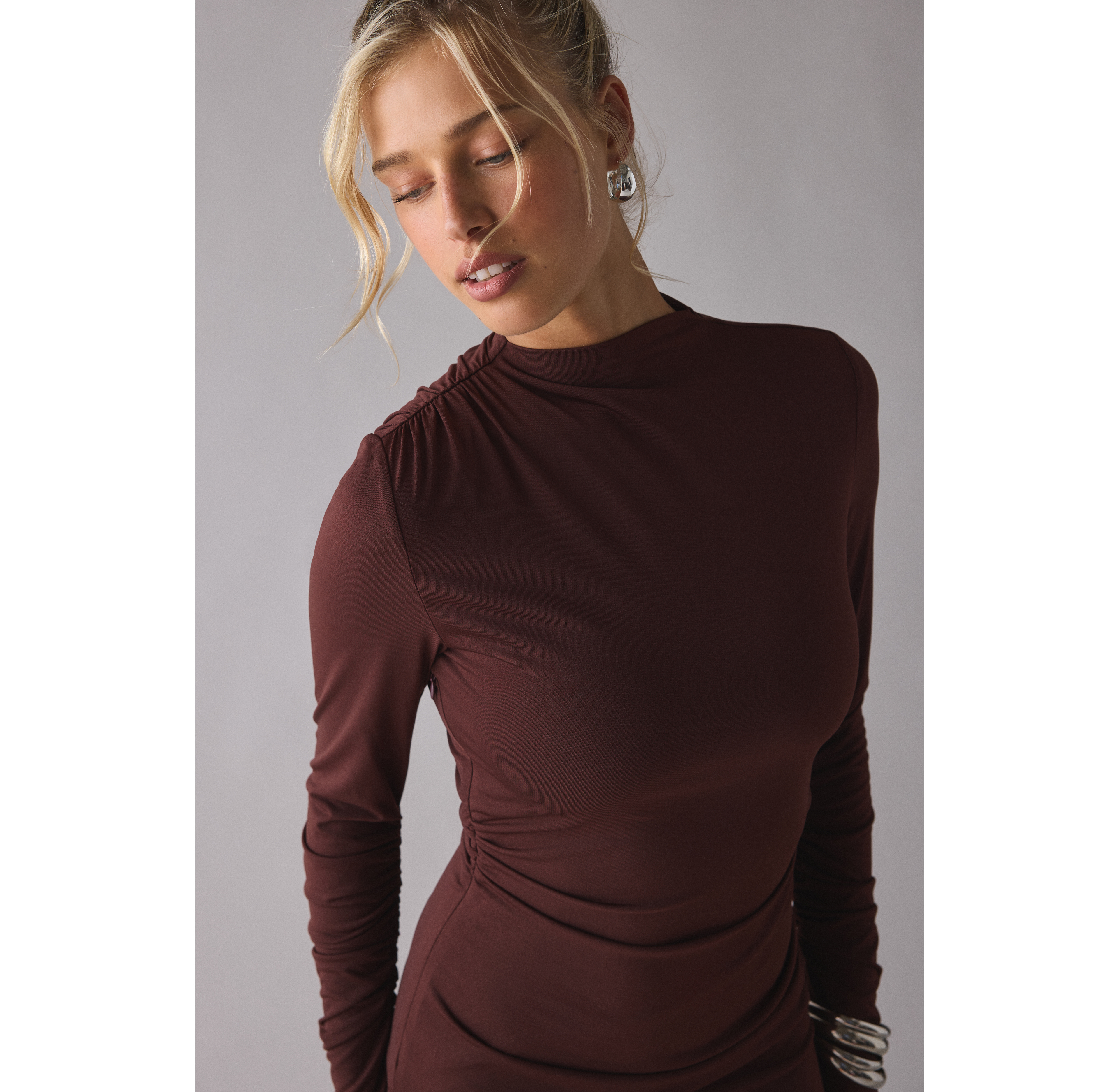 Lioness Contour High Neck Long Sleeve Maxi Dress