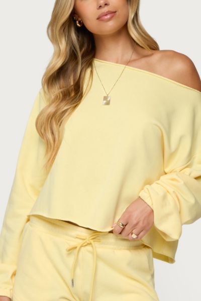Edikted Kordelia One-shoulder Sweatshirt In Yellow