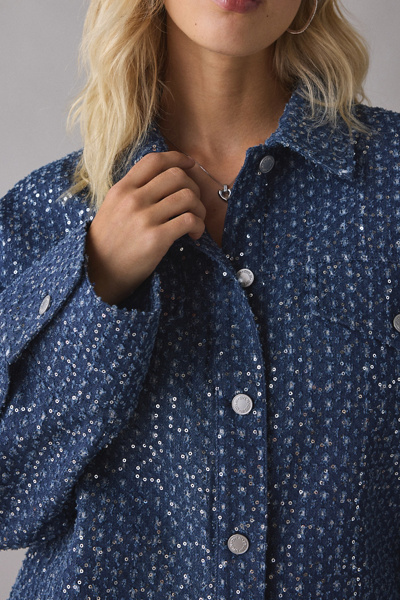 by.DYLN Valentina Sequin Embellished Oversized Denim Jacket