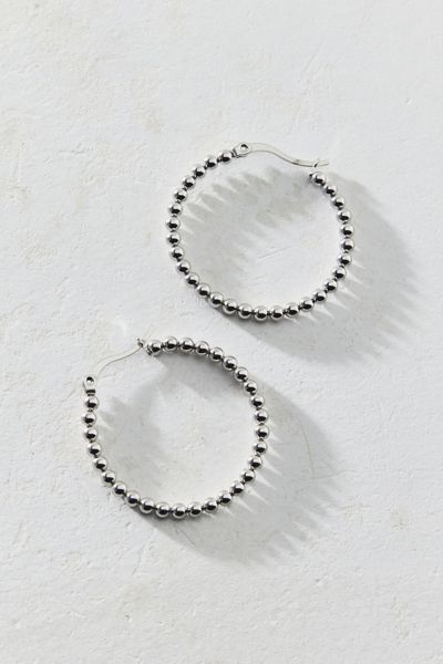 Urban Outfitters Waterproof Beaded Hoop Earring In Silver, Women's At  In Metallic