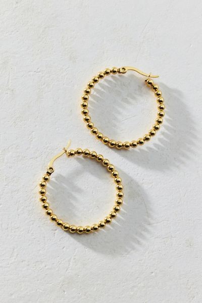 Urban Outfitters Waterproof Beaded Hoop Earring In Gold, Women's At  In Gold