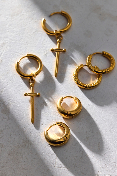 Urban Outfitters Fatale Waterproof Hoop Earring Set In Gold, Women's At