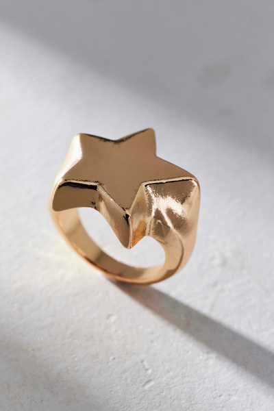 Urban Outfitters Star Power Chunky Ring In Gold, Women's At