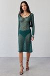 ReMADE By UO Remnants Sheer Lace Long Sleeve Midi Dress