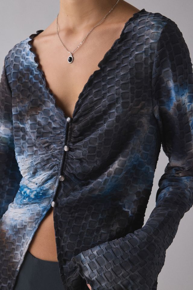 ReMADE By UO Remnants Button-Up Bell Sleeve Flyaway Hem Top #1