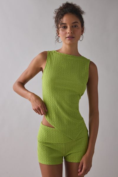 ReMADE By UO Remnants Textured Knit Asymmetric Hanky Hem Tank Top