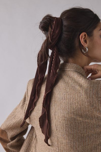 Urban Outfitters Soft Plisse Headscarf In Chocolate, Women's At  In Brown