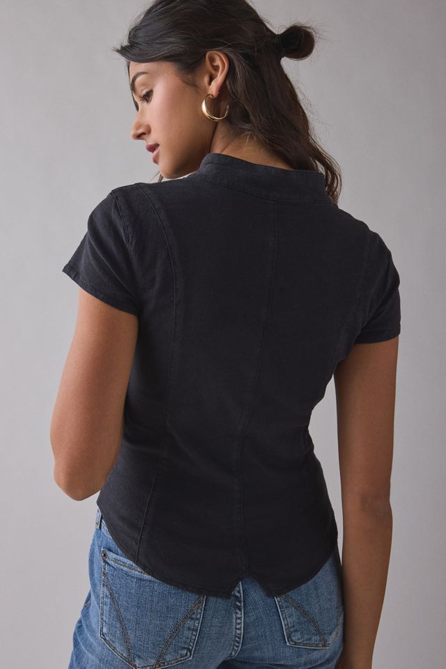 BDG Tilda Waistcoat Short Sleeve Crop Top #3