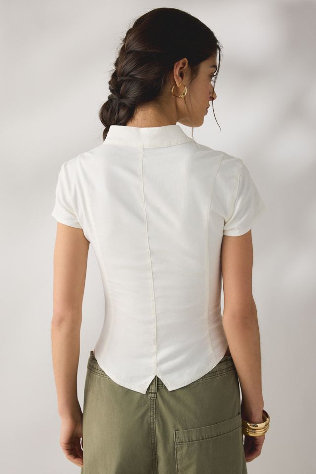 BDG Milo Military Button Linen Short Sleeve Shirt | Urban Outfitters