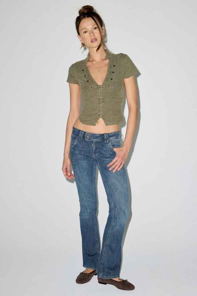 Chemise militaire Milo en lin à manches courtes avec boutons BDG #3
