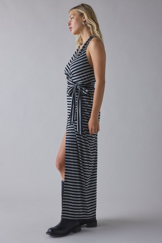long sleeve navy maxi dress Alayna | Navy Long-Sleeve Maxi Dress With Ruffled Split