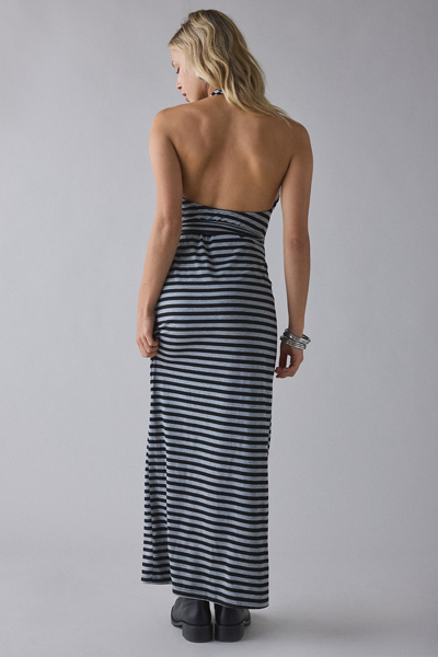 UO All Tied Up Wrap Plunging Halter Maxi Dress
