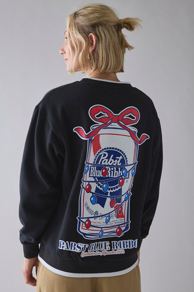 Pabst Blue Ribbon Holiday Lights Graphic Crew Neck Pullover