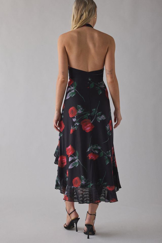 Robe mi-longue asymétrique en maille UO avec volant et attache torsadée #3