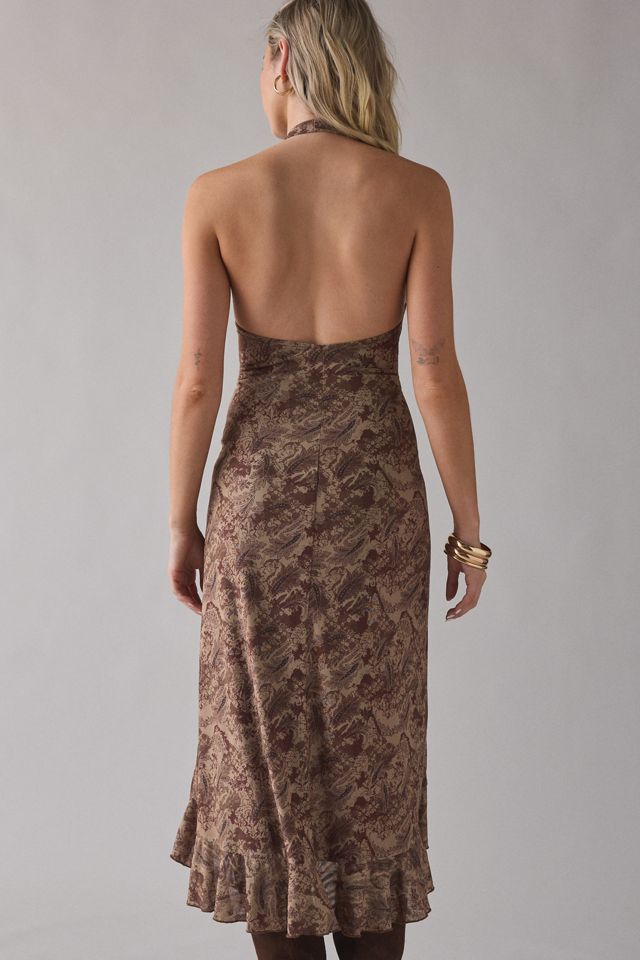 Robe mi-longue asymétrique en maille UO avec volant et attache torsadée #3