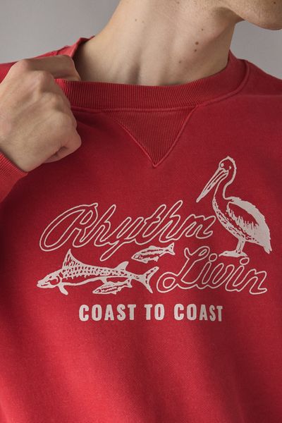 Rhythm Coast To Coast Graphic Overdyed Crew Neck Sweatshirt
