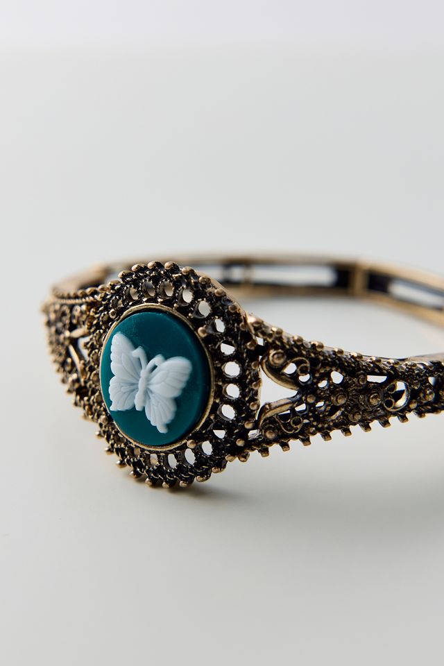 Victorian Swan Cameo Stretch Bangle Bracelet #2