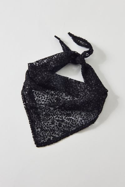 Urban Outfitters Embellished Lace Headscarf In Pitch Black, Women's At