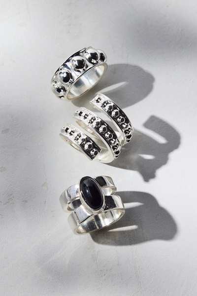 Round & Silver Wrap Ring Set